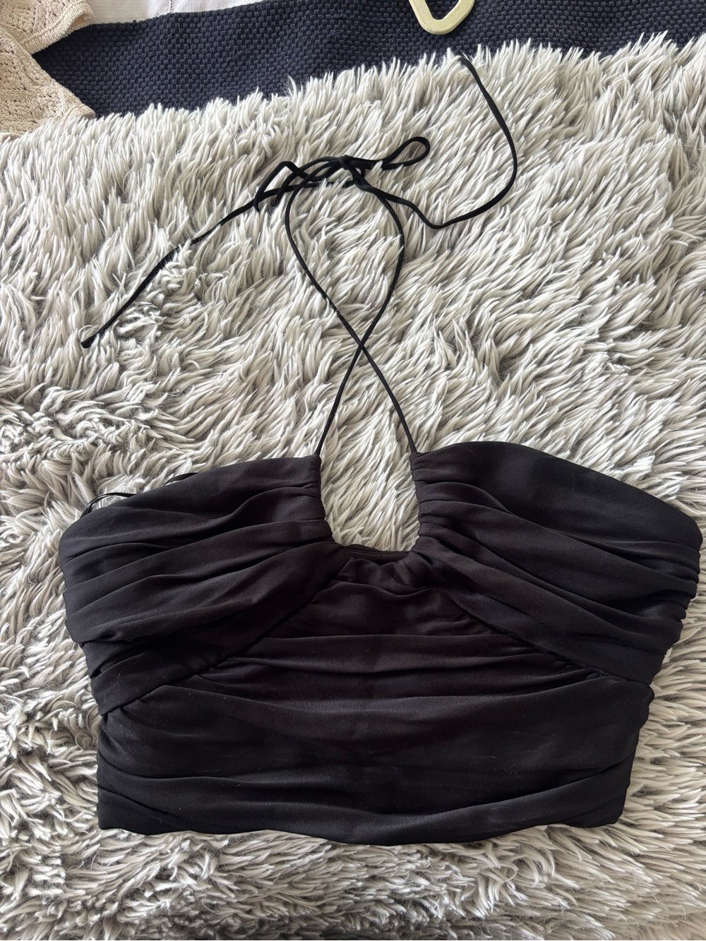 Zara Black Ruched Halter Crop Top
